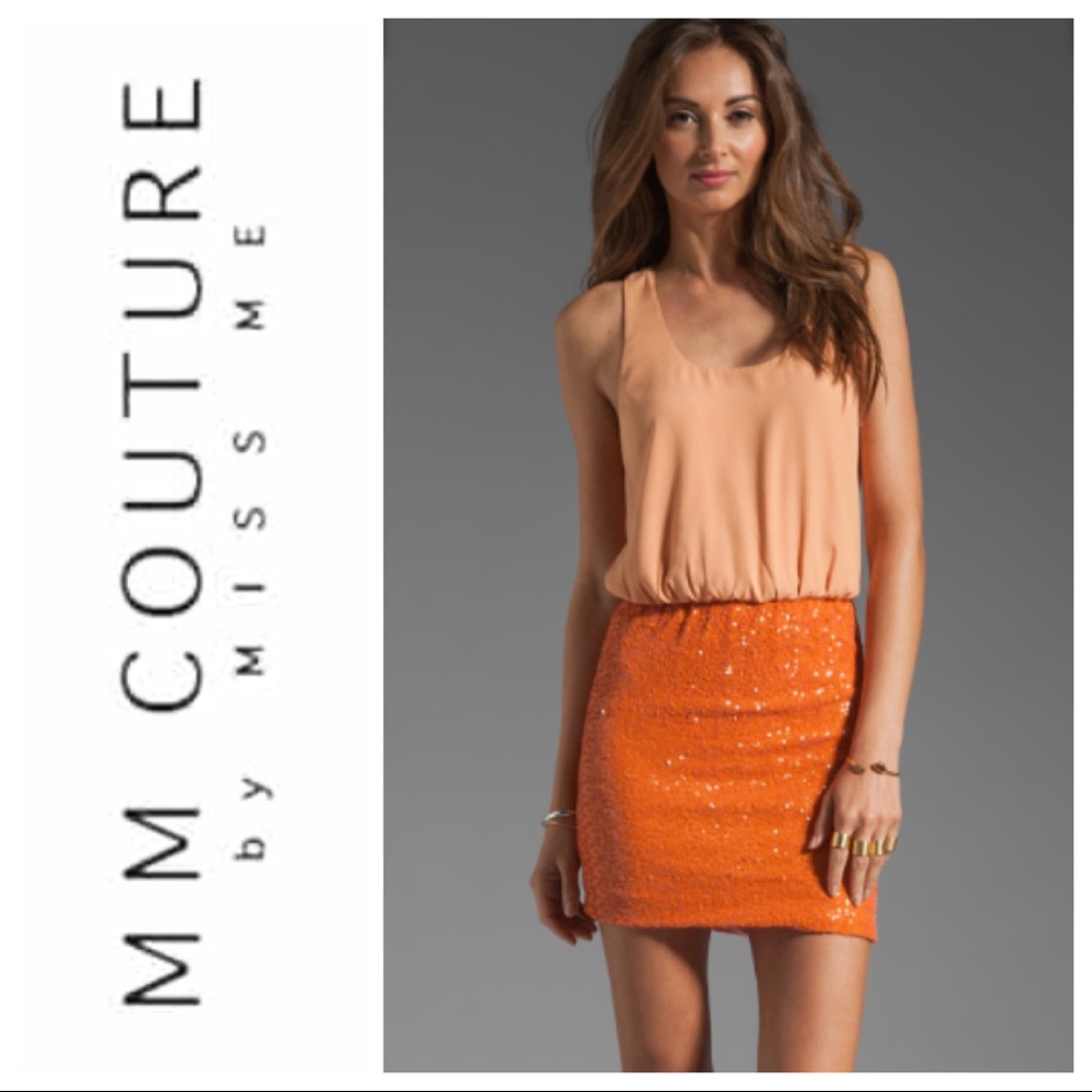 Pieced chiffon/sequin dress